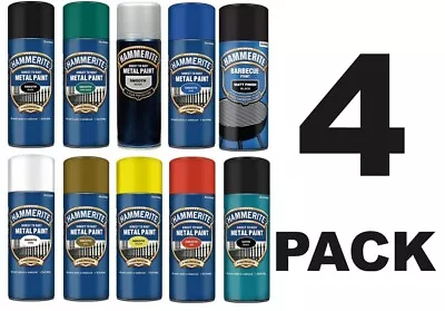 4 X Hammerite Smooth 400ml ALL COLOURS Direct To Rust Metal Spray Paint • £39.99