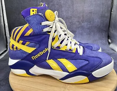 Reebok Pump Shaq Attack Shoes Mens Size 12 Retro LSU Vintage  Purple Yellow • $74