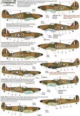 Xtradecal X72117 1/72 Battle Of Britain 70th Anniversary RAF Model Decals • £9.75