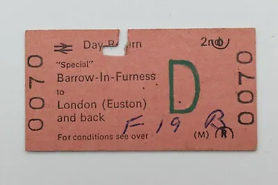 BRB Railway Ticket 0070 BARROW-IN-FURNESS To LONDON Euston 21NOV81 • £3