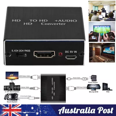 HDMI To HDMI Audio Extractor Converter 4K X 2K 3D Optical SPDIF Stereo Splitter • $20.99