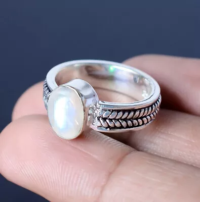 Rainbow Moonstone Gemstone 925 Sterling Silver Handmade Man's Gifted Ring • $22.74