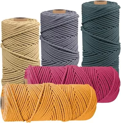 £7.50 • Buy 3mm 100M Natural Cotton Twisted Cord Craft Macrame Artisan Rope Craft String UK