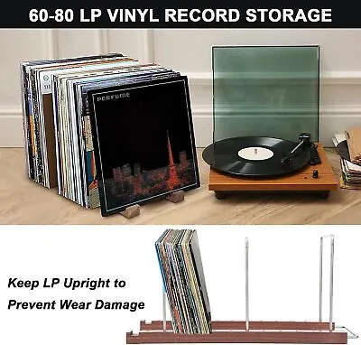 Vintage Dark Brown Wood Vinyl Record Holder Vinyl Record Storage • $29.99