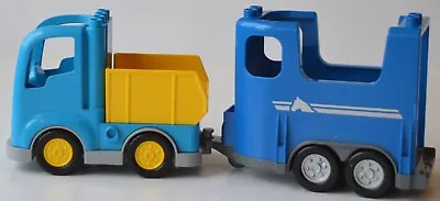 Lego Duplo Blue Truck And Horse Trailer Lot Of 4 • $10