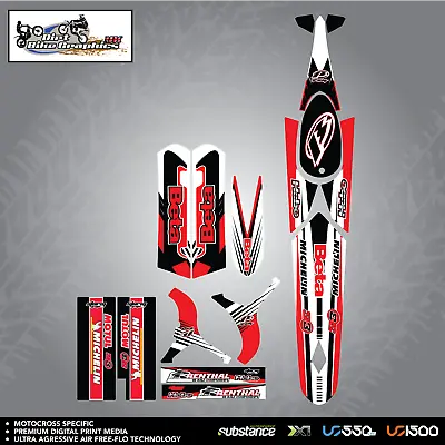 Beta Rev 3 05-09 Michelin Renthal Hebo Kit Red Decal Sticker Trials (727) • $99.60