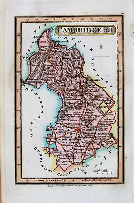 CAMBRIDGSHIRE Darton Original Hand Coloured Miniature Antique County Map C1822 • £34