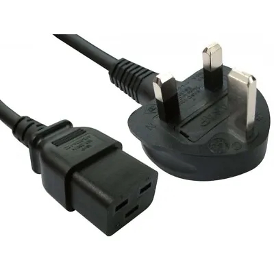 2m C19 UPS Power Cable Lead UK 3 Pin Plug To International IEC Mains Server • £9.99