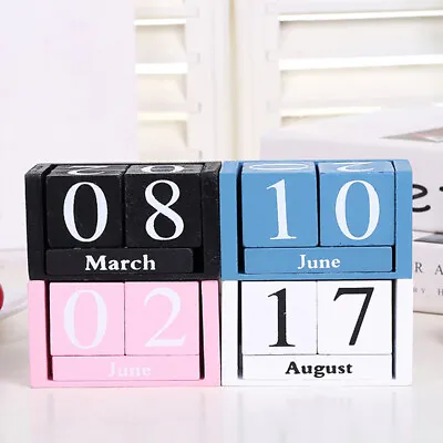£8.23 • Buy Vintage Desktop Wooden Cube Block Calendar Home Office Living Room Table De#;-
