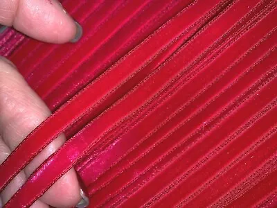 Vintage Velvet Ribbon 1/4  Trim Cerise 3yds Made In Switzerland • $7.99