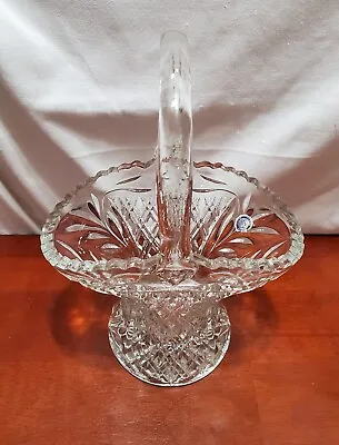 Vintage Princess House Glass Bridal Basket Applied Handle 10.5  Tall Multi-use • $14.97