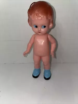 Vintage 1960s Knickerbocker Hard Plastic Rattle Girl Doll 6  Redhead As Is • $6.64