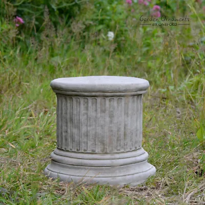 Column Plinth Round Hand Cast Stone 9″ Garden Ornament Stone Concrete⧫onefold-uk • £49.90