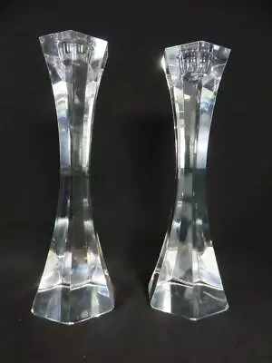 Pair Kosta Boda Regal Crystal Candlesticks 10  Candleholders Bengt Edenfalk • $49.99