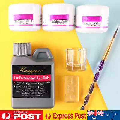 Acrylic Nail Art Starter Kit Clear White Pink Acrylic Powder 120ML Liquid Set • $22.99