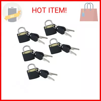 Dnyta 5 Pack Black Mini Padlocks With Keys Small Locks For Schoolbag Suitcase • $12.69