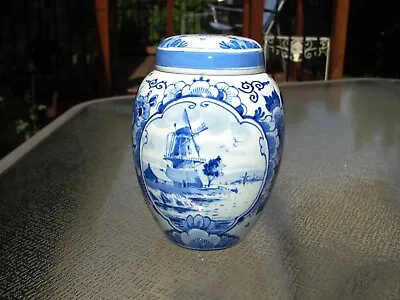 Royal Delft  Ginger Jar With Lid Windmill  Blue Holland Vintage • $99.99