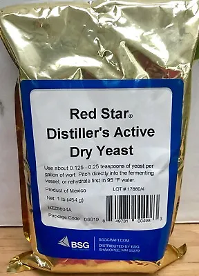 RED STAR DADY DISTILLING YEAST 1lb GOOD FOR MOONSHINE STILL WHISKEY VODKA SCOTCH • $13.99