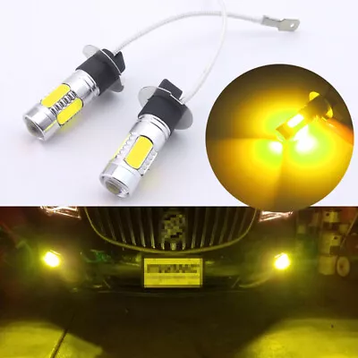 2 Golden Yellow H3 LED Fog Light Bulbs Car Truck Driving Fog Lamp Conversion Kit • $15.99