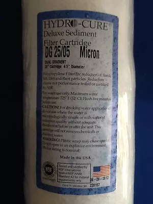 HYDRO CURE DELUXE DG 25/05 BIG BLUE 20 X4.5  SEDIMENT FILTER - CASE OF 6 • $164.99