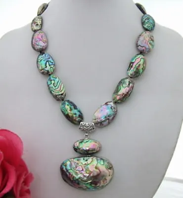 34x55MM Paua Abalone Shell Pendant Necklace • $26.60