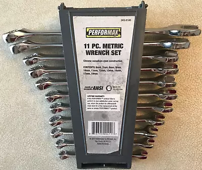 PERFORMAX Chrome 11-pc METRIC COMBINATION WRENCH SET 6MM - 19MM Combo #243-8140 • $12.50