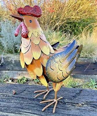 £22.99 • Buy Small Metal Brown Yellow Chicken Hen Garden Ornament  