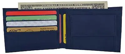 $8.99 • Buy Blue Kids Nylon Card ID Holder With Coin Pocket Bifold Boys Wallet NEW