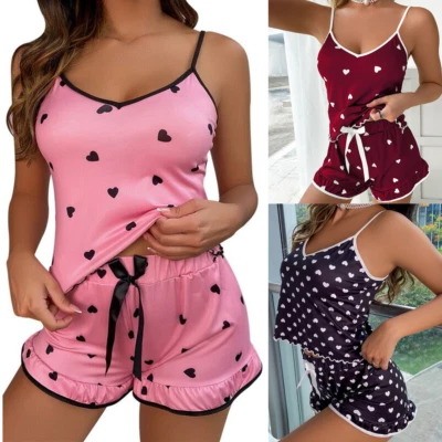 £7.99 • Buy Womens Ladies Satin Silk Lace Cami Vest Shorts Lingerie Sleepwear Pyjamas Set Pj