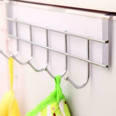£4.39 • Buy 5 Hooks Steel Over The Door Home Kitchen Bathroom Towel Hanger Rack