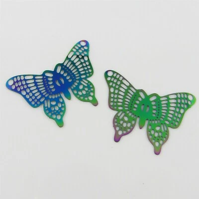 Bulk 6pce Laser Cut Butterfly Charm Pendant Earring Component SSteel 26x37mm • $6.41