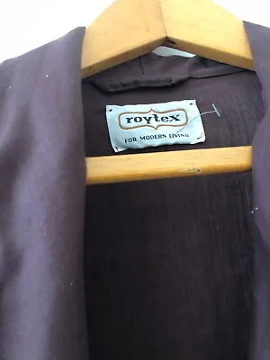 Vintage Men's ROYTEX Smoking Robe Brown Piping Pockets Tie Waist Lounge Robe S/M • $27.99