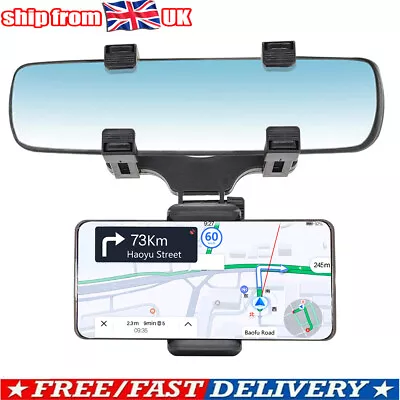 Universal 360° Car Rearview Mirror Mount Cell Phone Holder Stand Cradle UK • £7.99