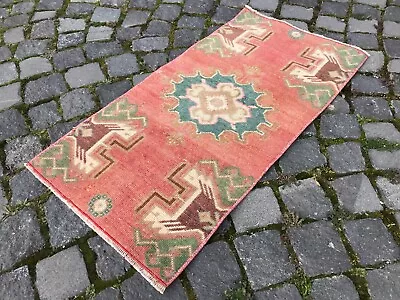 Oushak Kilim Rug Bath Mat Rug Turkish Vintage Rug Home Decor Rug15 X 29 Ft • $50