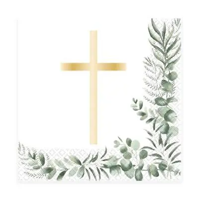 Botanical Occassions Communion Blessings Gold And Leaf Cross Napkins • £2.99