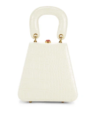 $99 • Buy STAUD Kenny Croc-Embossed Leather Top Handle Bag NWT Cream