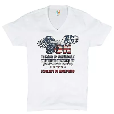 I Taught My Son To Stand Up For Himself V-Neck T-shirt Military Patriotic Tee • $20.95