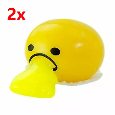 2x Squishy Puking Egg Yolk Squeeze Ball With Yellow Goop Anti-Stress Relief Toy • $12.94