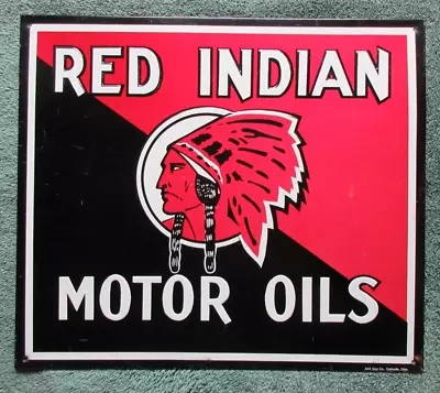 Red Indian Motor Oils - Tin Sign - Made In USA - AAA Sign Co. Coitsville Ohio • $8