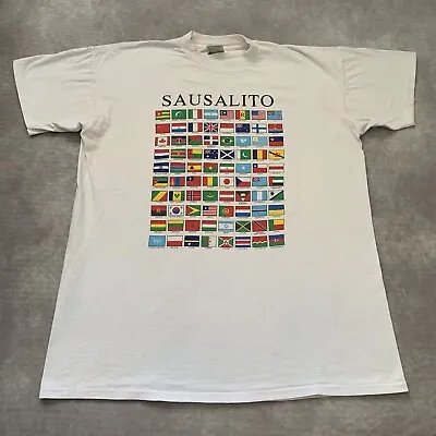 Vintage 90s Sausalito California Shirt Size 3XL Single Stitch World Country Flag • $22.50