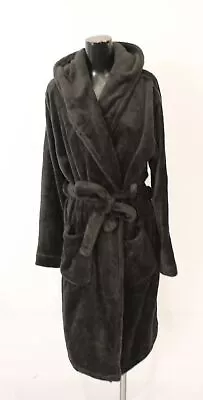 ASOS Design Men's Hooded Lounge Dressing Gown Robe DD7 Black Fleece Large  • $22.99