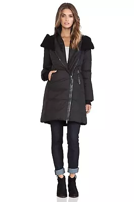 NWOT $780 Mackage Brigid Black Knit Trim Down Jacket Coat Womens M Md • $266.99