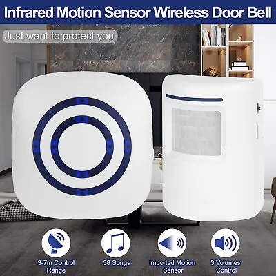 £21.11 • Buy Wireless Motion Sensor Door Chime Alarm Detector For Home Garage Shop Plug In UK