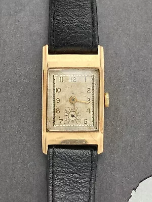 Vertex 9 Ct. Gold Rectangular Tank Vintage Wristwatch • £230