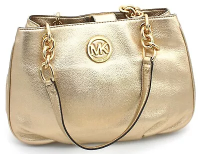 Michael Kors Fulton Chain Leather Medium Tote (Pale Gold) • $268