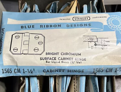$44 • Buy 12/pr) Vintage Stanley Polished Chrome 3/8  Offset Surface Cabinet Hinge 1565-CM