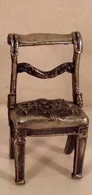 DOLLHOUSE Miniature Metal Chair With Ornate Seat Design Of Flowers • $14.99