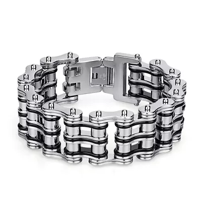 Men's Punk Bracelet Motorcycle Chain 316L Stainless Steel Bicycle Chain Bracelet • $26.99