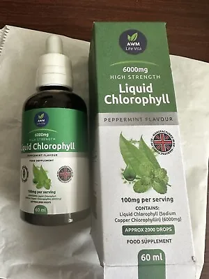 Liquid Chlorophyll Water Drops 2 Month Supply High Strength 6000mg 60ml Bottle • £12.77