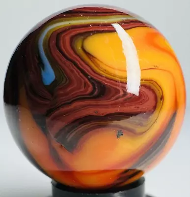 ~3/4 .74  JABO MIB Shooter Vintage Marbles Blue Swirl Sunset Orange Brick Red • $5.95